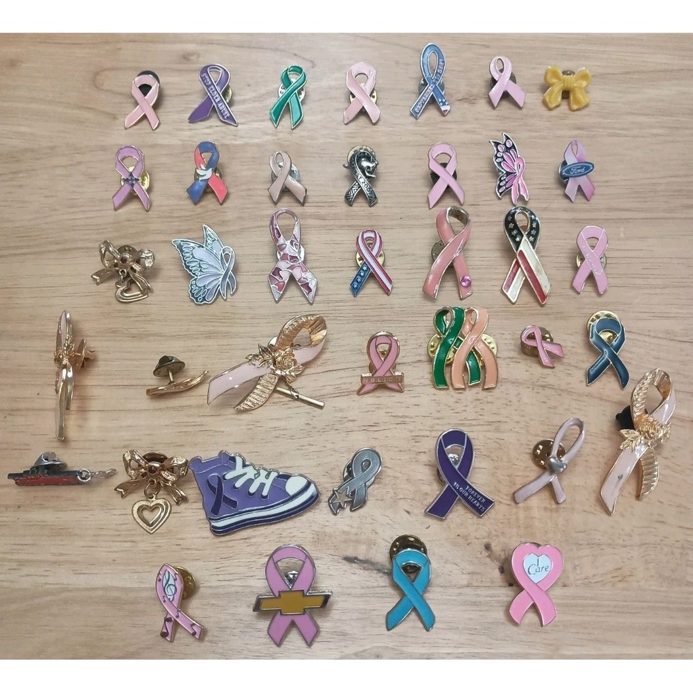 Lot of 39 Awareness Support Cancer Ribbon Lapel Pin Pinback Tie Tac Brooch
